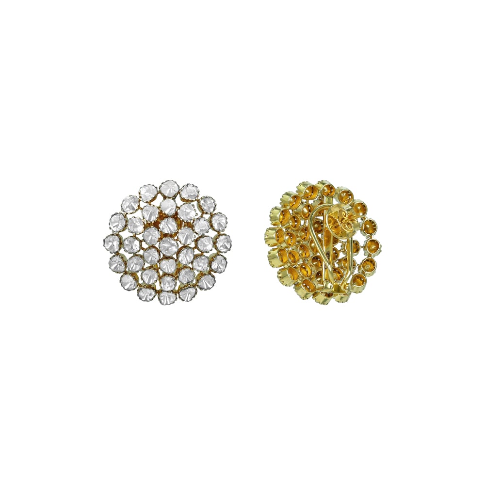 Floral Circular Stud Earrings with Open Polki Array